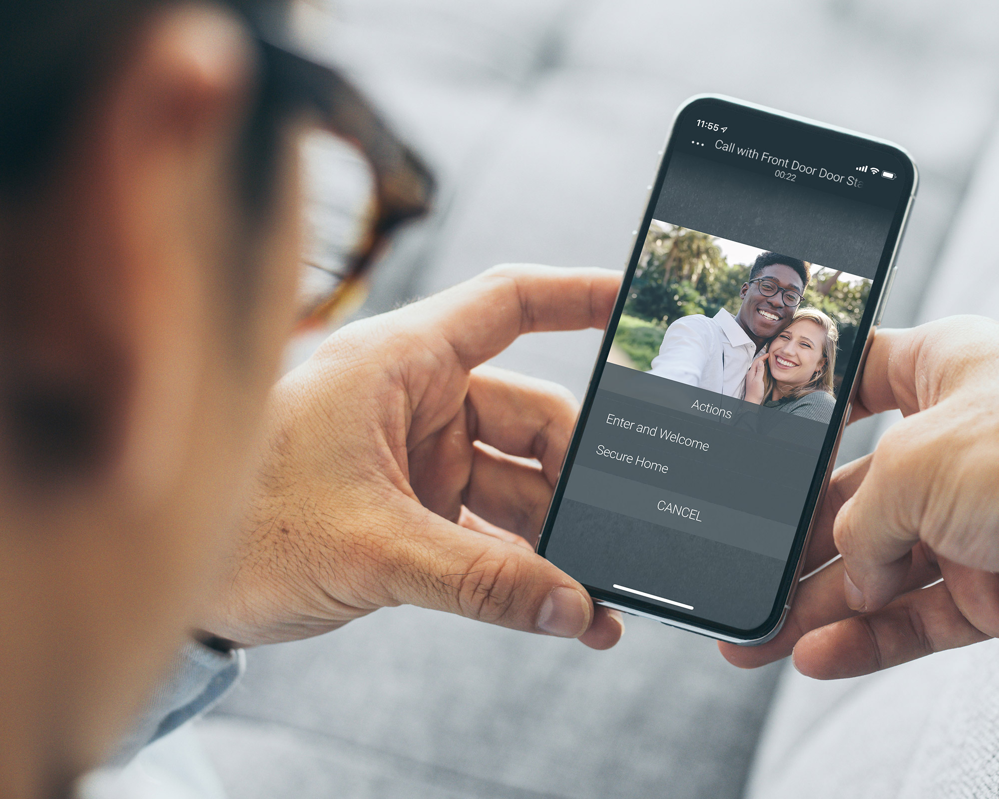 Control4 integrated with a security camera system and video doorbell to display on phone screen