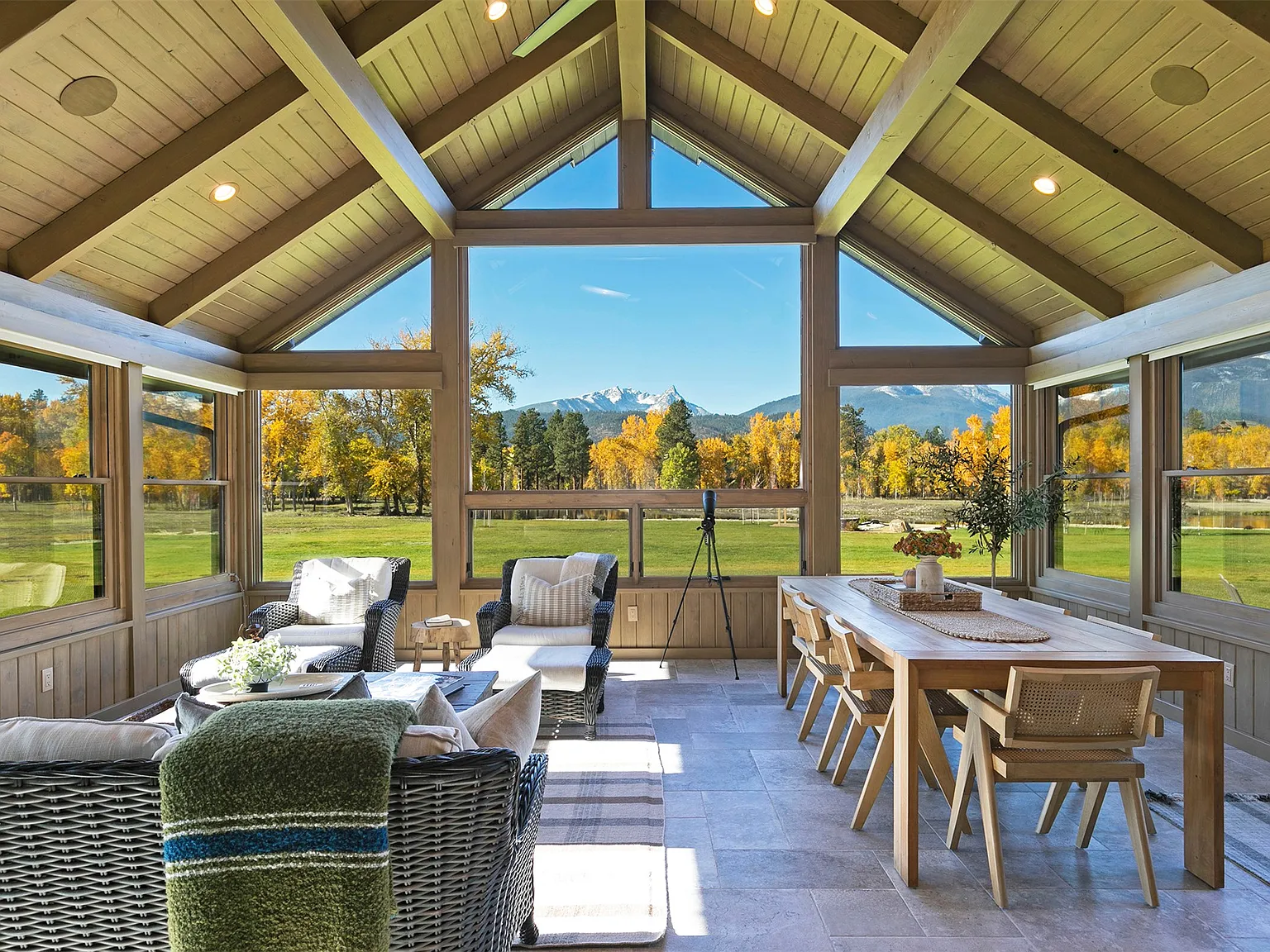 Ceiling speakers integrated into a finished Bitterroot Valley smart home living space