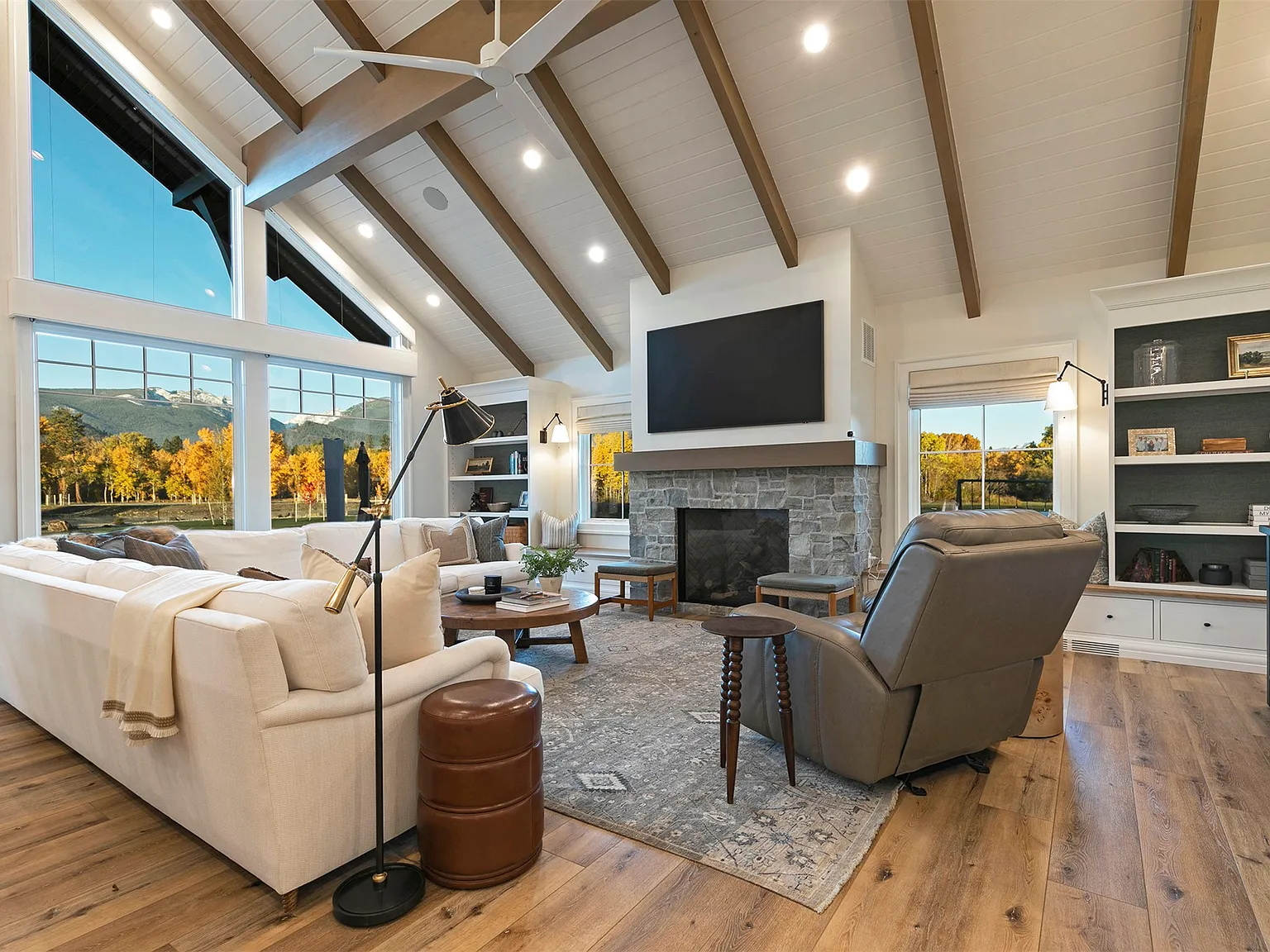 TV integrated into a finished living space in a Bitterroot Valley smart home